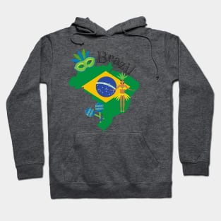 Map and Flag of Brazil Hoodie